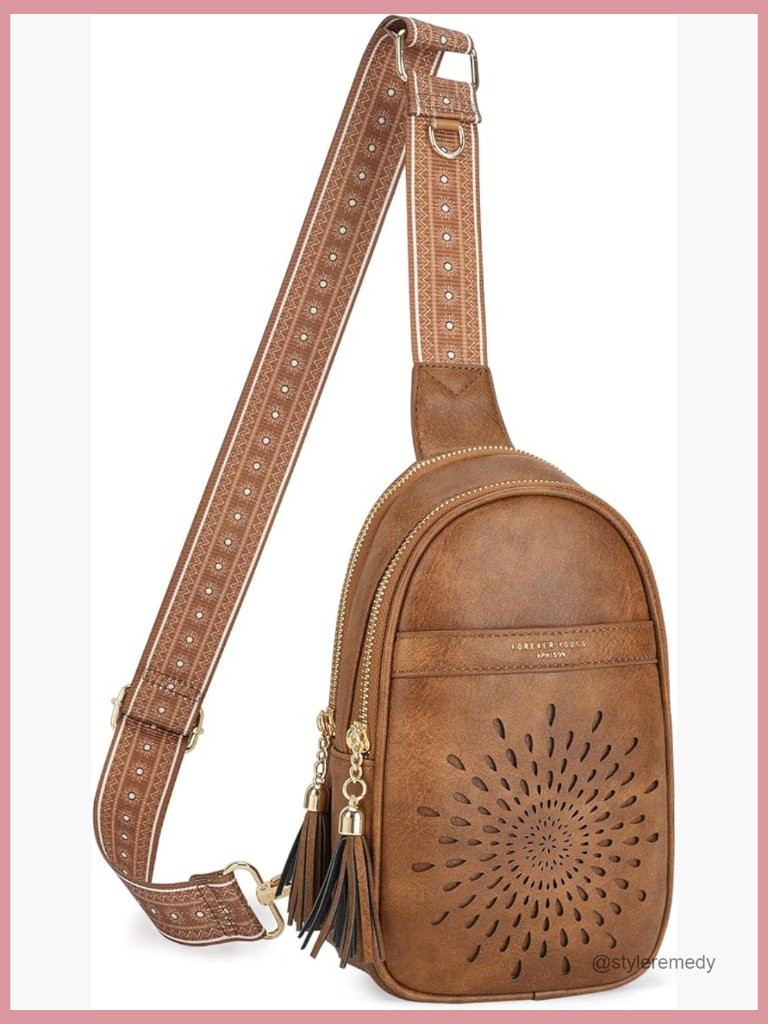 Small Sling Bag Fanny Pack Vegan Leather Crossbody With Adjustable Strap